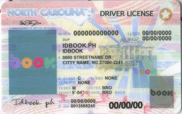 Buy North Carolina fake ID front view online